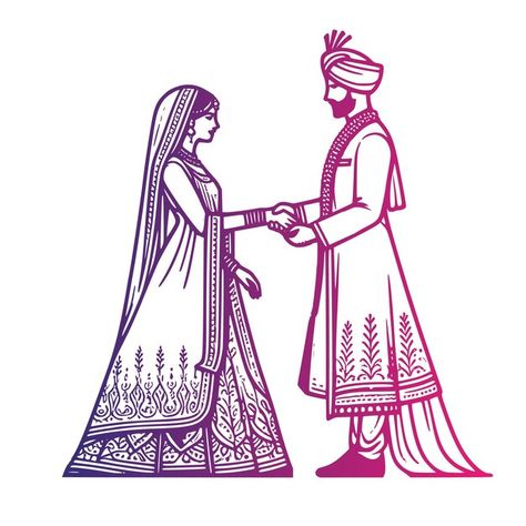 Vector indian bride and groom couple cli... | Premium Vector #Freepik #vector Mehendi Sketch, Mehndi Book, Actress Portrait, Hindu Wedding Invitation Cards, Hindu Wedding Invitations, Unique Mehndi, Wedding Drawing, Indian Couple, Outline Images