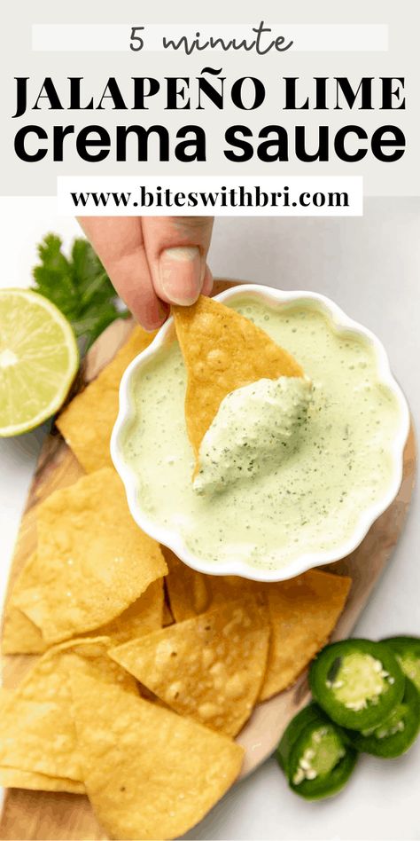 Dip Chips, Salads Bowls, Crema Recipe, Lime Crema, Mexican Sauce, Salsa Recipes, Mexican Salsa, Recipes Authentic, Dressing Recipes