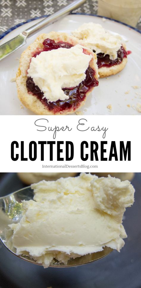 Easy Clotted Cream, Scones Blueberry, Clotted Cream Recipes, Blueberry Pumpkin, Scones And Clotted Cream, Lemon Cranberry, British Scones, International Desserts, British Desserts