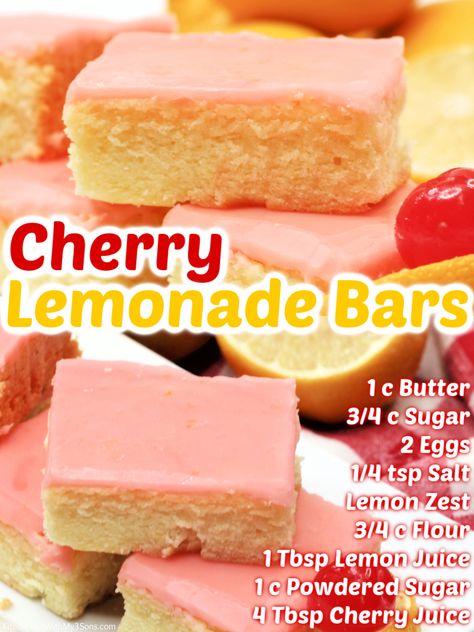 Peach Pie Bars, Lemonade Bars, Easy Peach Pie, Unusual Dessert, Cherry Glaze, Lemon Juice Uses, Lemonade Bar, Cherry Lemonade, Vintage Prom Dresses