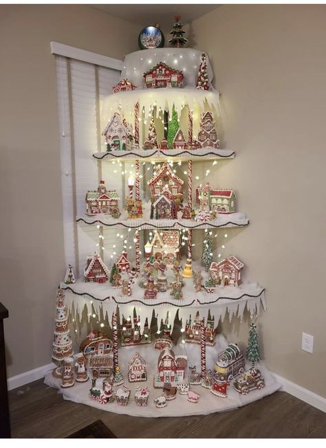 Diy Christmas Village Displays, Christmas Tree Village Display, Christmas Tree Train, Christmas Tree Village, Christmas Decorations Diy Crafts, Diy Christmas Village, Gingerbread Christmas Decor, Christmas Village Display, Christmas Gingerbread House