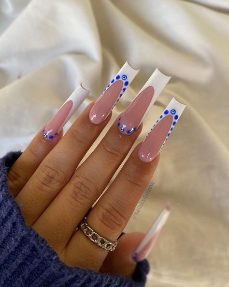 Pink Tip Nails, Evil Eye Nails, Beauty Hacks Nails, Drip Nails, Simple Acrylic Nails, Dope Nail Designs, Nails Only, Short Acrylic Nails Designs, Square Acrylic Nails