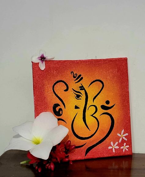 Painting Ideas On Canvas Ganesh, Ganpati Bappa Drawing Canvas, Krishna On Canvas Acrylics, Canvas Painting Ideas Of God, God Painting On Canvas, Ganesh Painting Canvases, Ganpati Canvas Painting, Asthetic Paintings Canvases, God Canvas Painting