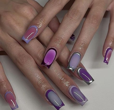 Bisexual Nails, Elegant Touch Nails, Airbrush Nails, Short Square Acrylic Nails, Nails Only, Unique Acrylic Nails, Nail Swag, March 8, Square Acrylic Nails