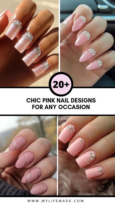 Looking for the perfect pink nail designs? These chic ideas cater to every occasion, whether you're aiming for an elegant look or something creative and bold. From light shades for a subtle touch to vibrant pinks that make a statement, there's a plethora of nail art to inspire your next mani. Explore unique patterns, modern twists, and classic styles that keep pink in the spotlight. Be daring with abstract layers or go classical with soft pastel hues! Your nails can reflect every mood effortlessly with pink finishes that turn heads. Light Pink With White Design Nails, Pale Pink Nails With Design, Light Pink Nails With Design, Pink Nails With Design, Pink Nail Design Ideas, Abstract Layers, Nude Nail Ideas, Pink Nail Design, Nail Designs Pink