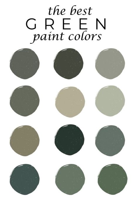 Trending green paint colors for 2024 Best Black Green Paint Colors, Bottle Green Paint Wall Colors, Kitchen With Wainscotting Paint Colors, Smokey Green Paint Colors, Green Paints For Living Room, Best Bm Green Paint Colors, Sw Pewter Green Bathroom, Bm Peale Green Paint, Studio Mcgee Green Paint