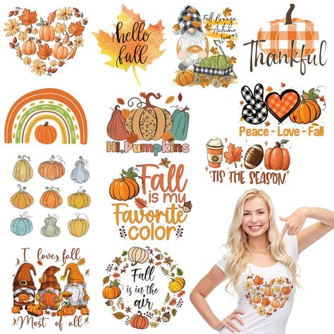 PRICES MAY VARY. Fall Iron On Transfers for T-Shirts:The ready to press fall heat transfer vinyl sets are full of cute fall patterns,They can light up the atmosphere of harvest,make the sweetest autumn gifts, apparel & accessories for the entire holiday season Package Include:Our fall iron on decals include 12 sheets of autumn heat transfer stickers,plus one instruction.The length and width runs from 6 to 9 inch according to different patters,great size for both kids and adults t-shirts Easy for T Shirt Iron On Transfers, Fall T Shirt Design Ideas, Pumpkin Gnome, Hoodie Diy, Fall Patterns, Circuit Projects, Autumn Gifts, Htv Vinyl, Fall Decor Diy