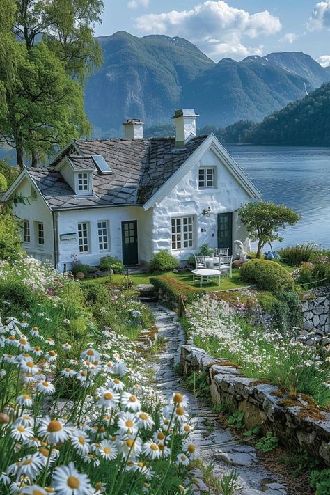 Cottages By The Sea, Enchanted Gardens, Cottage By The Sea, Dream Cottage, Outdoor Living Spaces, Fantasy House, Cute House, Cottage Living, English Cottage