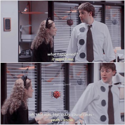 The Office Halloween Episode, Jim And Pan Halloween Costume, Jim And Pam Costume, The Office Halloween Episodes, Three Hole Punch Jim, The Office Costumes, The Office Halloween, Jim And Pam, Aries Aesthetic