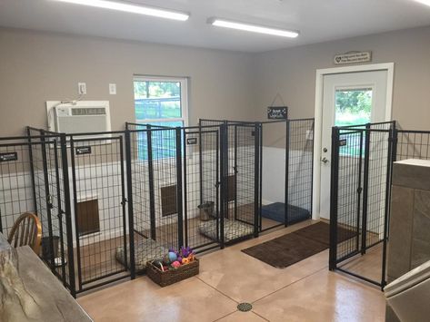 Dog Room Ideas For Big Dogs, House With Dog Room, Dog Room Ideas With Kennels, Dog Room With Kennels, Dog Room Layout, Dog Grooming Salon Reception Area, Dog Room Kennel, Custom Built Dog Kennels, Dog Room Kennel Ideas