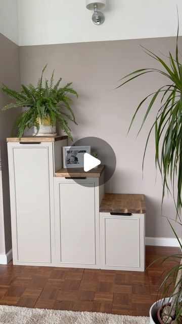 Eve Storage Ideas, Trofast Living Room Ikea Hacks, Trofast Painted Ikea Hacks, Trofast Hack Living Room, Trofast Wardrobe Hack, Trofast Steps Hack, Trofast Storage Hack, Trofast With Doors, Ikea Hallbar Bin Hack