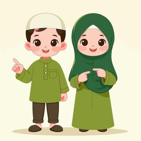 Muslim Kids Cartoon, Muslim Cartoon, Eid Stickers, Asmaul Husna, Adobe Illustrator Design, Ramadan Activities, Muslim Kids, Kids Vector, Preschool Art Activities