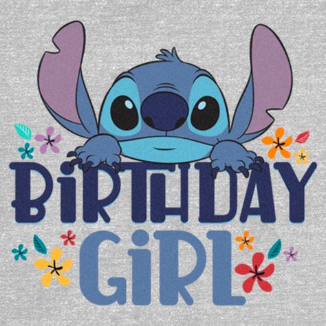 Ohana means family, and family means no tee gets left behind! Find the perfect style for your special day with this officially licensed Juniors' Disney Lilo & Stitch Birthday Girl Stitch Graphic T-Shirt! This fun design features Stitch peeking over the phrase: "Birthday Girl" in shades of blue, surrounded by colorful flowers across the front. Celebrate a certain alien, otherwise known as Experiment 626 this year with new fabulous apparel from this incredible movie! Enjoy comfort and fashion at the same time with this unique Birthday juniors' graphic tee design from Lilo & Stitch. Strut your stuff with this stylish new juniors' t-shirt that is perfect for that special day! Featuring Stitch peeking over the phrase: "Birthday Girl" in shades of blue, surrounded by colorful flowers across the Stitch Birthday Wallpaper, Stitch Birthday Ideas, Stitch Happy Birthday, Female Features, Graphic Onesies, Birthday Girl T Shirt, Stitch Birthday, Lilo Et Stitch, Ohana Means Family