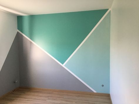 Geometric Wall Paint, Painting Geometric, Boy Rooms, Kids Room Paint, Diy Wall Painting, Accent Wall Paint, Diy Wand, Room Wall Painting, Bedroom Wall Designs