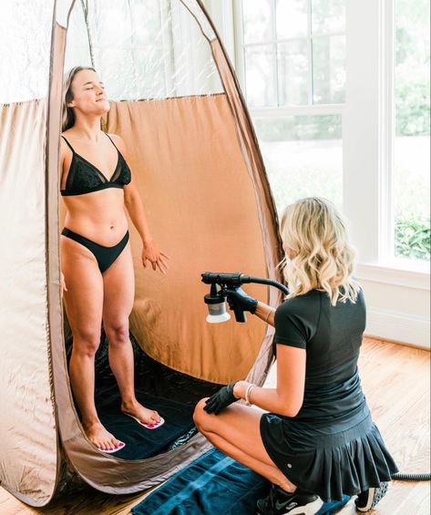 Spray Tan Photoshoot Ideas, Spray Tan Branding Photoshoot, Spray Tan Poses, Spray Tan Photoshoot, Tan Photoshoot, Tan Branding, Spray Tan Marketing, Tan Salon, Tanning Studio