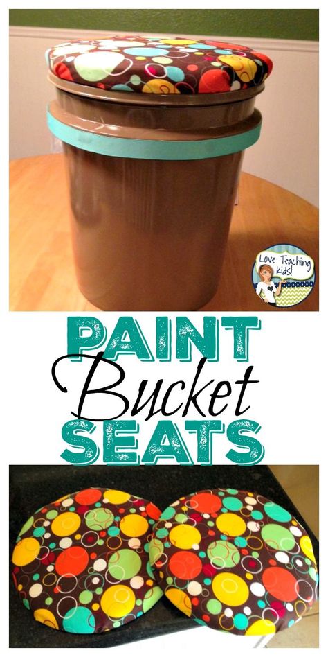 Paint Bucket Seats, Diy Stools, Classroom Stools, Bucket Drumming, Flexible Seating Classroom, Alternative Seating, Diy Stool, Diy Seating, Classroom Seating