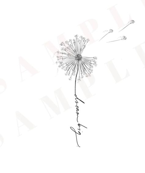 Deathcore Tattoo, Grandparents Tattoo, Tattoo Nightmares, Dandelion Tattoo Design, Go Tattoo, Believe Tattoos, Line Art Flowers, Dandelion Tattoo, Ribbon Tattoos