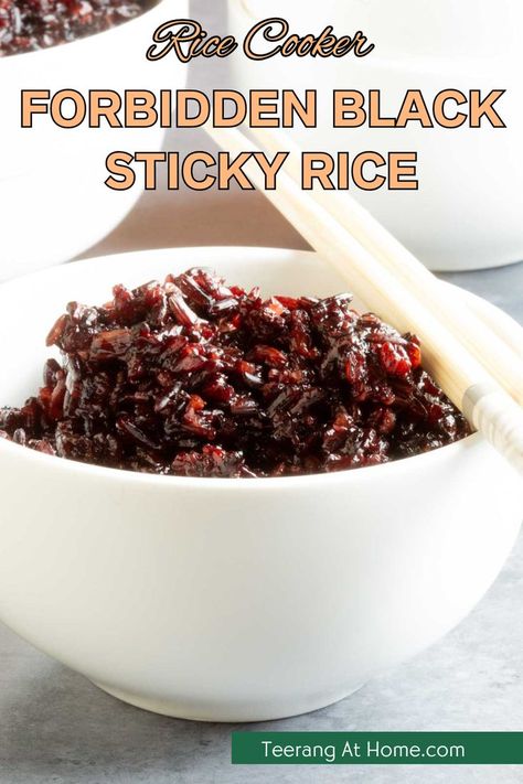 Bring the taste of imperial Vietnam to your table with Forbidden Black Sticky Rice. Known for its chewy, multigrain texture and rich flavor, this black rice recipe is easy to prepare. Learn more about cooking black rice and experience a delicious, healthy addition to any meal. Forbidden Black Rice Recipe, Forbidden Rice Recipes, Cooking Black Rice, Black Sticky Rice, Black Rice Recipe, Forbidden Rice, Best Asian Recipes, Over Night, Black Rice