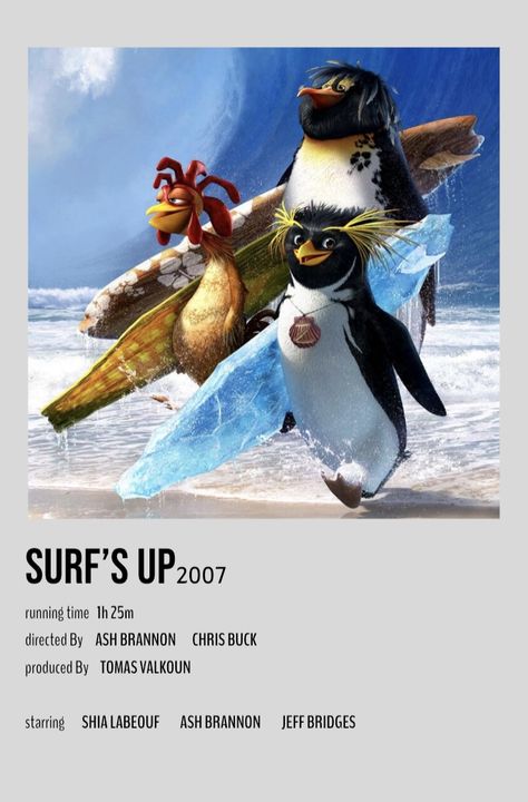 Surfs Up Poster Movie, Surfs Up Poster, Surf Up Movie, Surf's Up Movie, Surfs Up Movie, Old Disney Movies, Good Animated Movies, Animated Movie Posters, Disney Movie Posters