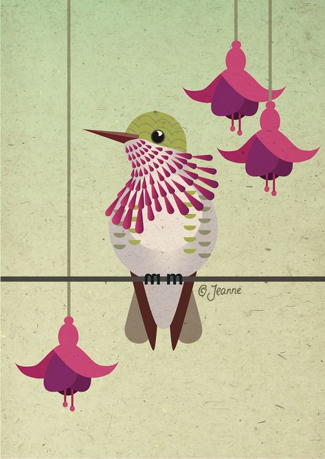 Cute Hummingbird Illustration, Folk Art Hummingbird, Bird Design Illustration, Animal Design Illustration, Hummingbird Illustration, Hummingbird Drawing, Hummingbird Art, Flower Art Drawing, Bird Quilt