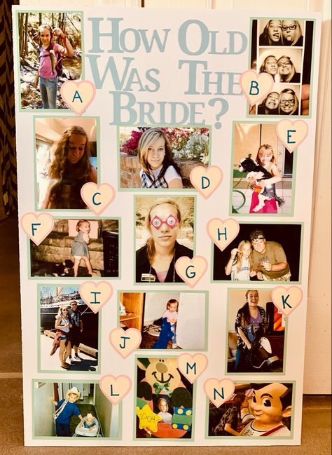 Guess The Brides Age Game Board, Bridal Shower Age Game, How Old Is The Bride Game Board, Guess Brides Age Game, What Age Was The Bride Game, Bridal Shower Picture Game, Bridal Shower Guess The Age, Guess How Old The Bride Is Game, How Old Were They Bridal Shower Game