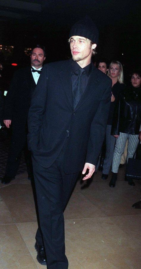 Men’s Tuxedo Style, Formal Men Wear, Brad Pitt 90s, Brad Pitt Style, Block Button, Formal Men, 90s Men, Tyler Durden, Men Wear