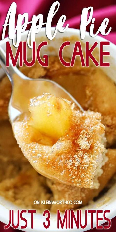 Apple Cobbler In A Mug, Apple Pie Recipe Easy Simple, Apple Pie Mug Cake, Apple Mug Cake, Mug Dessert Recipes, Microwave Mug Recipes, Fruit Sweets, Dessert In A Mug, Mini Baking