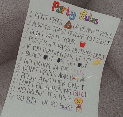 Party Rules Poster, Party Rules, Rules Poster, Best Part Of Me, The Outsiders, Birthday, Quick Saves