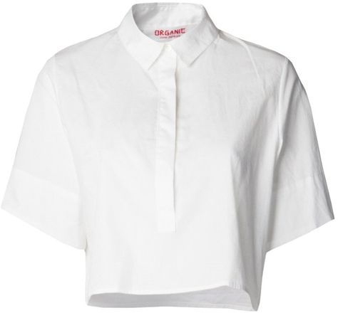 Pin for Later: 12 White Button-Downs That Are Anything But Basic Organic by John Patrick Cropped Button-Down Shirt Organic by John Patrick Cropped Button-Down Shirt ($254) White Collar Shirt, Shirts Crop Tops, Cropped Button Down, Shirts Crop, White Short Sleeve Shirt, White Collared Shirt, White Button Down Shirt, Crop Top Outfits, Crop Top Sweater