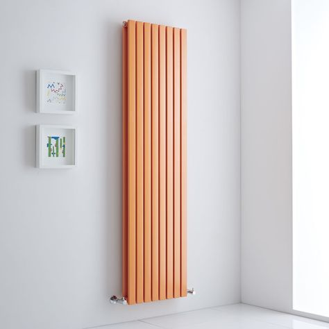 Tall orange Milano Capri - A designer radiator for the ages. What else is there to say? Orange Powder, Horizontal Radiators, Steel Floor, Big Bathroom, Column Radiators, Central Heating System, Radiator Valves, Bathroom Shop, Designer Radiator