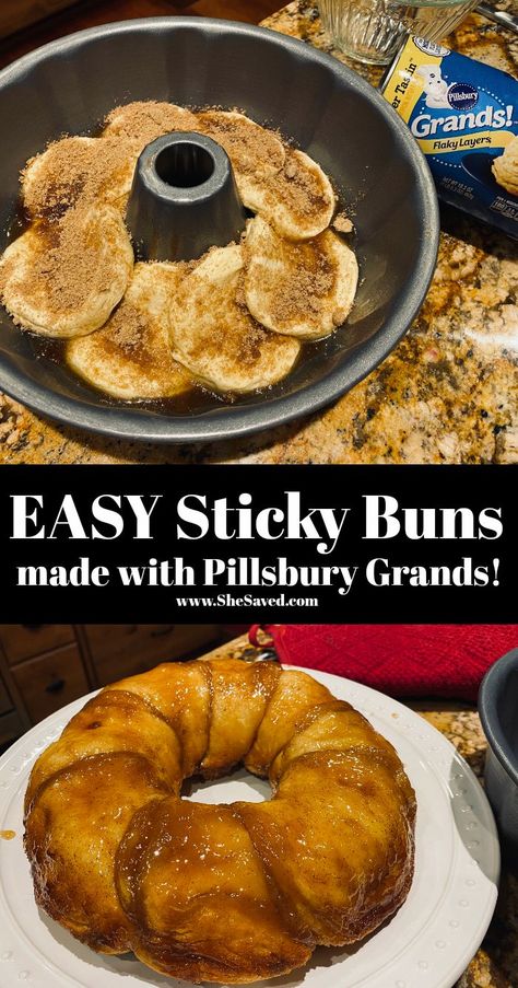 Sticky Buns Cinnamon Rolls, Pudding Cinnamon Rolls, Easy Sticky Bun Recipe, Sticky Bun Recipe, Grand Biscuit Recipes, Easy Sticky Buns, Breakfast Cinnamon, Italian Dinners, Sticky Bun