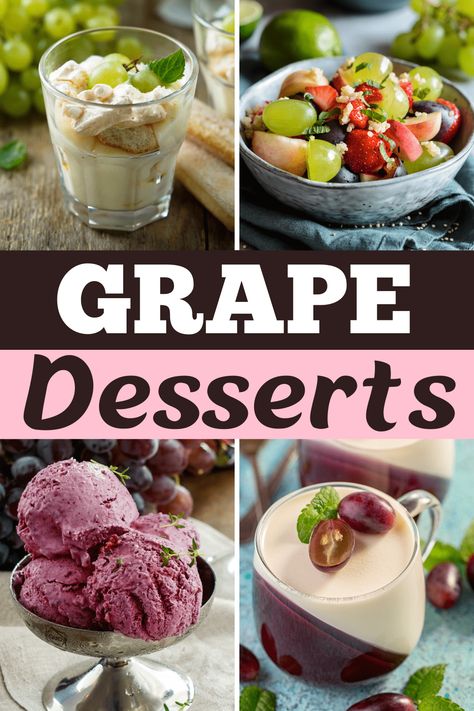 Grape Jello Recipes, Grape Dessert Recipes, Jello Pudding Desserts, Homemade Grape Jelly, Grape Dessert, Plum Dessert, Grape Pie, Grapefruit Recipes, Jelly Desserts