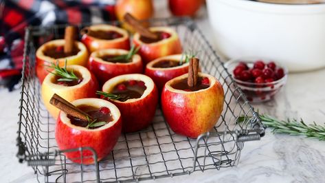 Apple Cider Cocktail in Apple Cups | The Table by Harry & David Apple Cranberry Crisp Recipe, Apple Cups, Apple Cocktails, Cider Cocktail Recipes, Apple Cranberry Crisp, Cocktail Cups, Best Apple Recipes, Cider Cocktail, Apple Cup