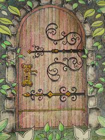 Passion for Pencils: My Secret Garden colouring book Garden Door Drawing, Secret Garden Door, Door Drawing, Secret Garden Book, Basford Secret Garden, My Secret Garden, Acryl Painting, Johanna Basford Secret Garden, Secret Garden Coloring Book