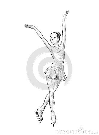 Hand-drawn Sketch, Pencil Illustration of a Figure Skater Woman Ice Skate Drawing, Pencil Background, Sketch Horse, Ballerina Art Paintings, Ceramic Sculpture Figurative, Dancing Drawings, Shrink Art, Sketch Pencil, Figure Sketching