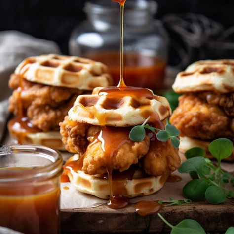 Easy Chicken Waffle Sliders Chicken Waffle Appetizer, Chicken Waffle Bites, Chicken And Waffle Bites, Chicken Waffle Sliders, Chicken And Waffle Sliders, Spicy Maple Syrup, Exotic Food Recipes, Waffle Bites, Pioneer Woman Cinnamon Rolls