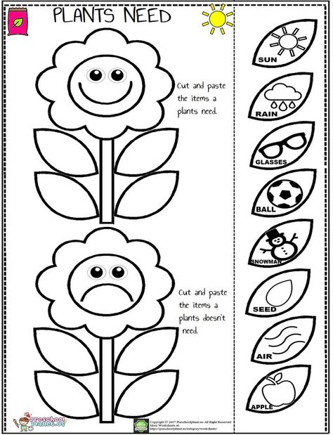 Garden Worksheets Kindergarten, Art Worksheets For Grade 1, Plant Crafts Preschool, Tree Activities For Kids, Flowers Activities, Stork Craft, Plants Kindergarten, Plant Lessons, Plants Worksheets