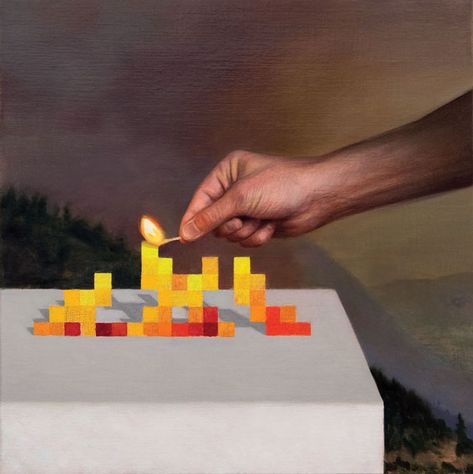 KRISTOFFER ZETTERSTRAND – Match. 41x41cm. Oil on canvas (2009) Markus Persson, Minecraft Painting, Painting Minecraft, Minecraft Wallpaper, Minecraft Art, A Level Art, Painting Videos, Mixed Media Canvas, Diy Art