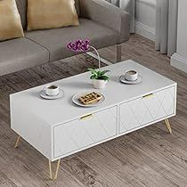 Modern Black Coffee Table, White Coffee Table Modern, Rustic Sofa Tables, Coffee Table Height, Rustic Sofa, Industrial Console Tables, Coffee Table With Drawers, Centre Table, White Chic