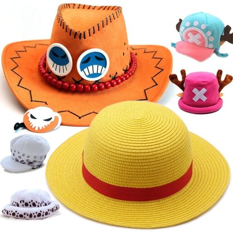 Monkey Luffy, Cartoon Costume, Hat Cosplay, Anime Hats, Cartoon Costumes, Portgas D Ace, One Piece Cosplay, Tony Chopper, One Piece Ace