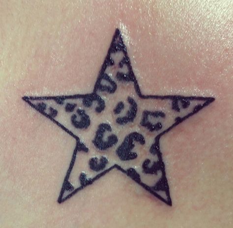 Cheetah Print Tattoos, Leopard Print Tattoos, Cheetah Tattoo, Funky Tattoos, Sharpie Tattoos, Star Tattoo Designs, Tattoos For Black Skin, Star Tattoo, Cute Little Tattoos