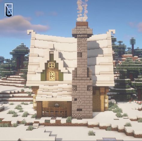 Ice Spike Biome House Minecraft, Minecraft Scandinavian House, Minecraft Building Blueprints, Minecraft Shops, Minecraft Houses Survival, Minecraft Mansion, Minecraft Structures, Minecraft Interior Design, Minecraft Cottage