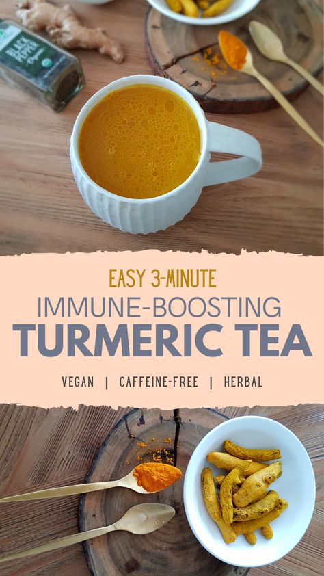 3 min · #Vegan #CaffeineFree · Serves 1 · Kickstart your day with this immune boosting tea packed with antioxidants & anti-inflammatory ingredients. This tea helps fight with virus, cold/flu & great for overall health. It has #immuneboosting ingredients like turmeric, black pepper, ginger, cinnamon. This tea is perfect coffee alternative, that will elevate your energy levels, help with digestion, boost your gut health and of course will be great for your immunity.  #healthyrecipe Honey Tea Recipe, Golden Milk Recipe Turmeric, Immune Boosting Tea, Turmeric Milk Recipe, Help With Digestion, Turmeric Black Pepper, Herbal Coffee, Healing Diet, Smoothie Bowl Healthy