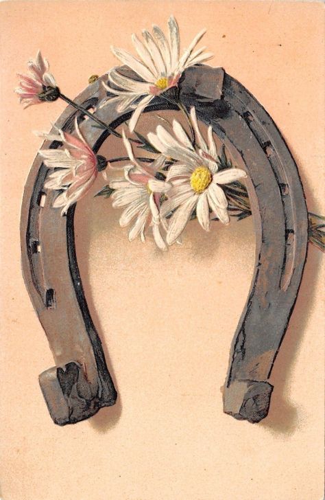 We love vintage postcards! Horseshoe Illustration, Horse Cards, Botanical Flower Art, Antique Postcards, Watercolor Tulips, Antique Portraits, Pinterest Diy Crafts, Horseshoe Art, Watercolor Pictures