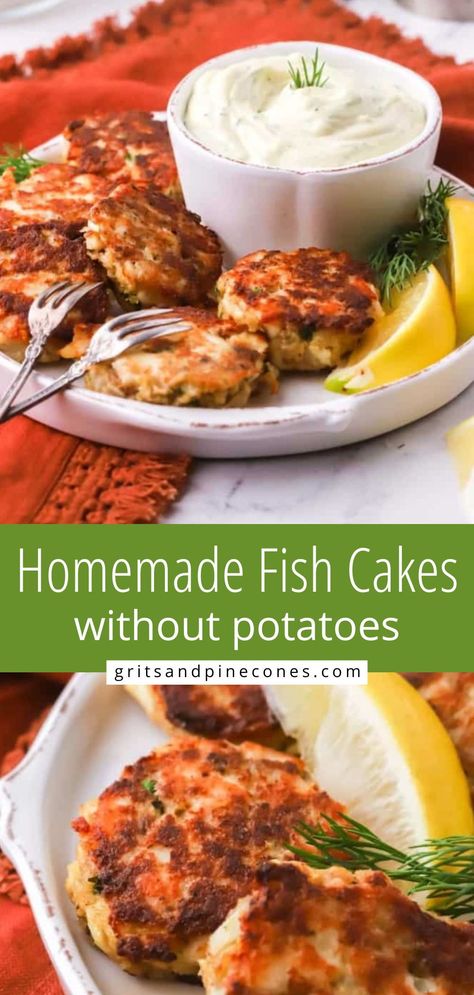 Homemade Fish Cakes, Easy Fish Cakes, Baked Seafood, Cod Fish Cakes, Fish Patties, Cooked Fish, Fish Cakes Recipe, Small Appetizers, Fish Cakes