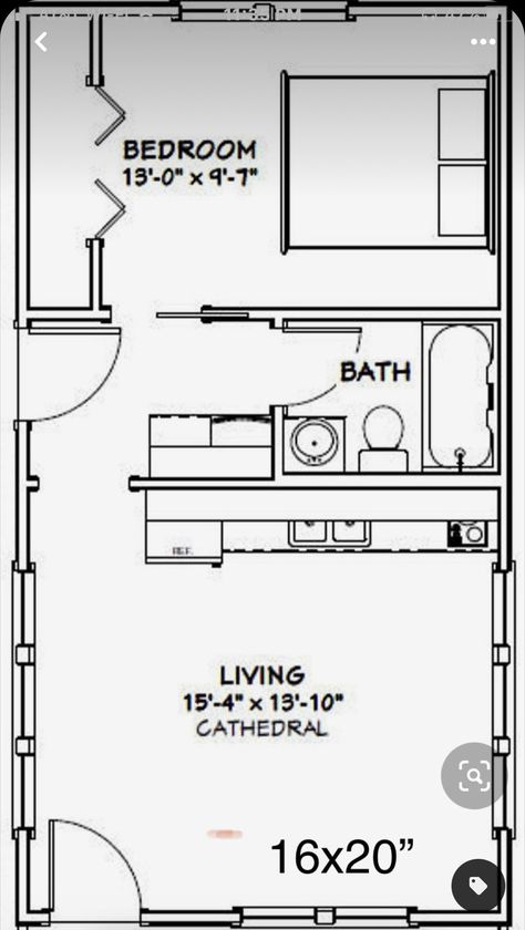 Micro Apartments, Small Apartment Plans, Studio Apartment Floor Plans, House Plans Ideas, 3d Floor Plans, Granny Flats, Garage Studio, Shed To Tiny House, Tiny House Layout