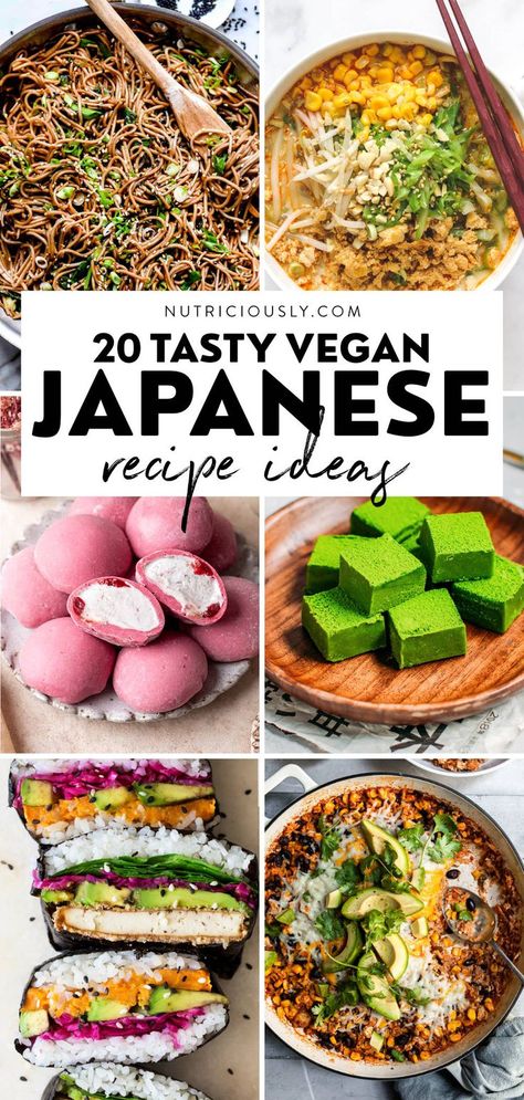 Explore the tasty world of Japanese cooking with these carefully selected vegan Japanese recipes. There is a dish to get excited about with sushi, tempura, curry, Oyaki, miso soup, edamame, tempeh, soba noodles, mochi ice cream, and more! Healthy ideas for the whole family. Vegan Japanese Recipes, Resep Vegan, Vegan Japanese, Mochi Ice, Vegan Asian Recipes, Mochi Ice Cream, Easy Japanese Recipes, Japanese Recipe, Vegan Asian