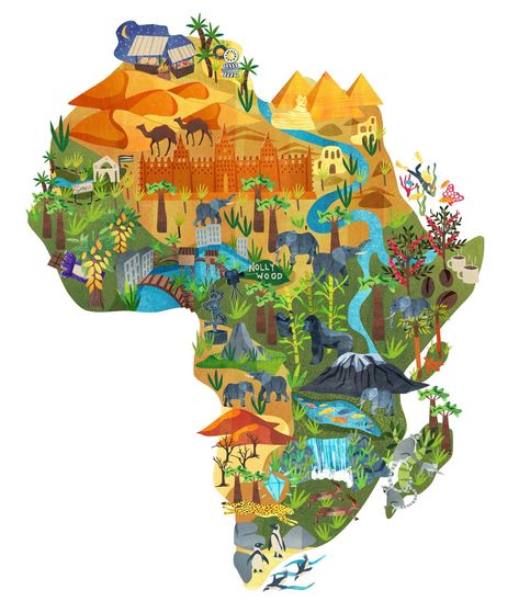 Africa Drawing, South Africa Map, Design Learning, Maps Aesthetic, Africa Art Design, Map Of Africa, Geography Map, Afrique Art, Animals And Plants