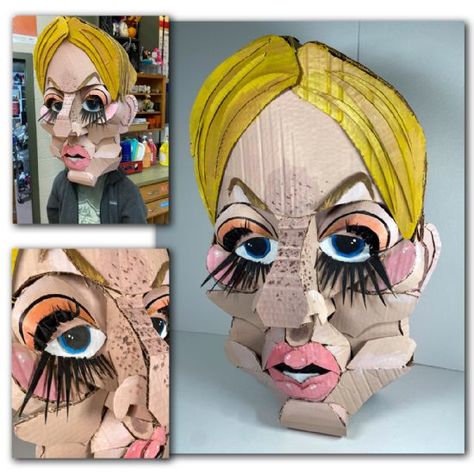 Sculpture Projects For High School, High School Sculpture, Cardboard Relief, Cardboard Sculptures, Cardboard Art Sculpture, Object Sculpture, Fiber Crafts, Cardboard Sculpture, 3d Sculpture