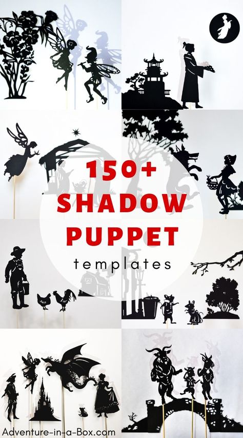 A big collection of shadow puppet templates to print and make – setting up a shadow play at home will be easy and fun! #shadowpuppets #shadowplay #homeschool #homeschooling Shadow Puppets Templates, Shadow Puppets With Hands, Diy With Kids, 3d Tiskárna, Teaching Theatre, Shadow Theatre, Puppet Patterns, Puppet Theater, Shadow Play